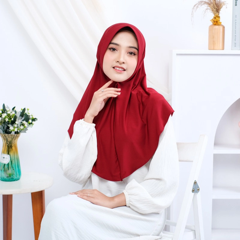 Product image KAHASIL - Hijab Bergo Jilbab Instan Pet Antem Jersey Premium KHS4375 all variant Maroon
